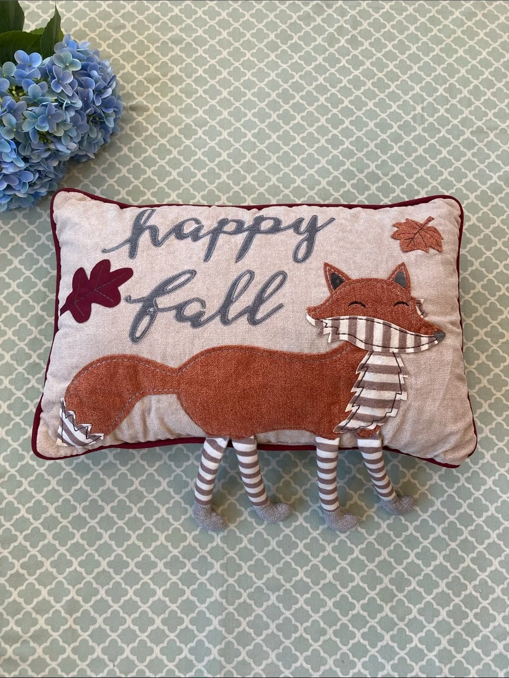 Happy Fall Fox Dangle Legs Rectangle Pillow